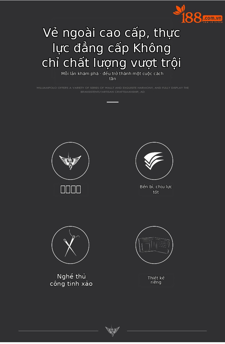 Ví nam da bò cao cấp Emperor Paul nhiều ngăn thẻ phong cách công sở chi tiết 3
