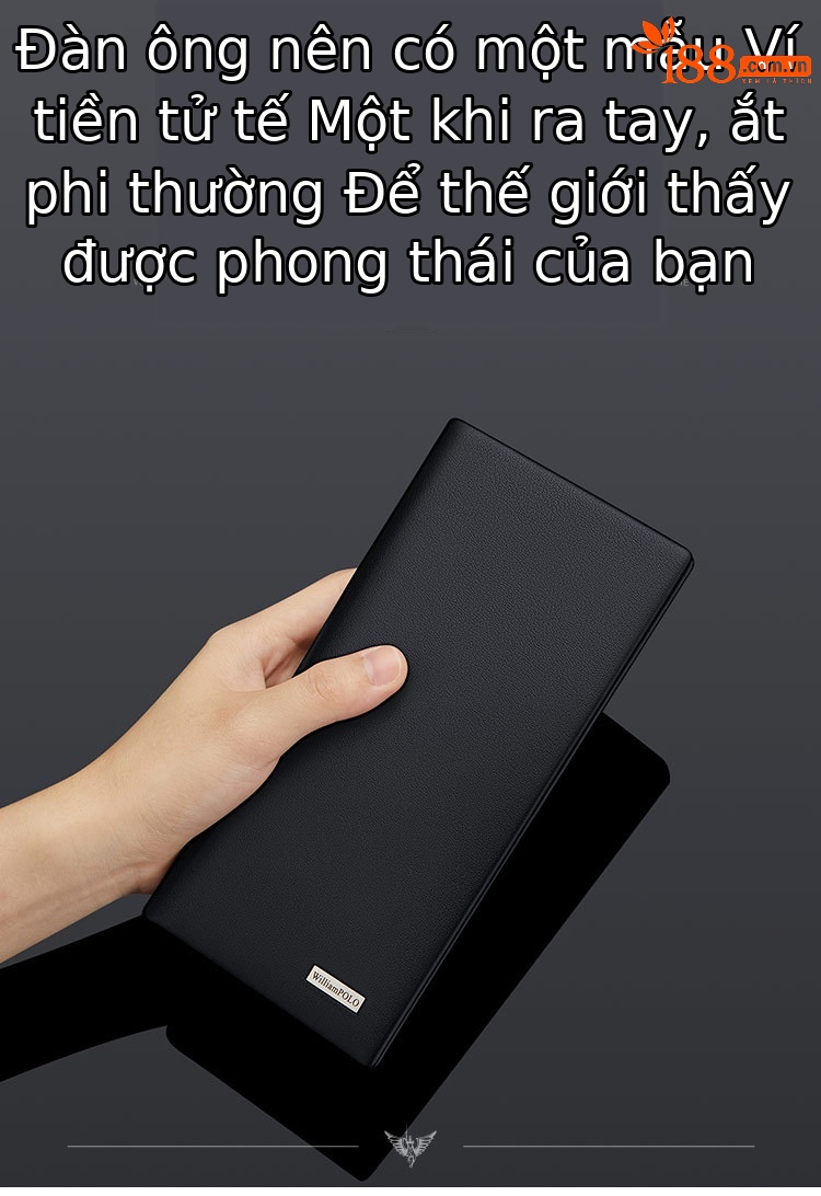 Ví da bò nam dáng dài Emperor Paul nhiều khe thẻ chi tiết 2