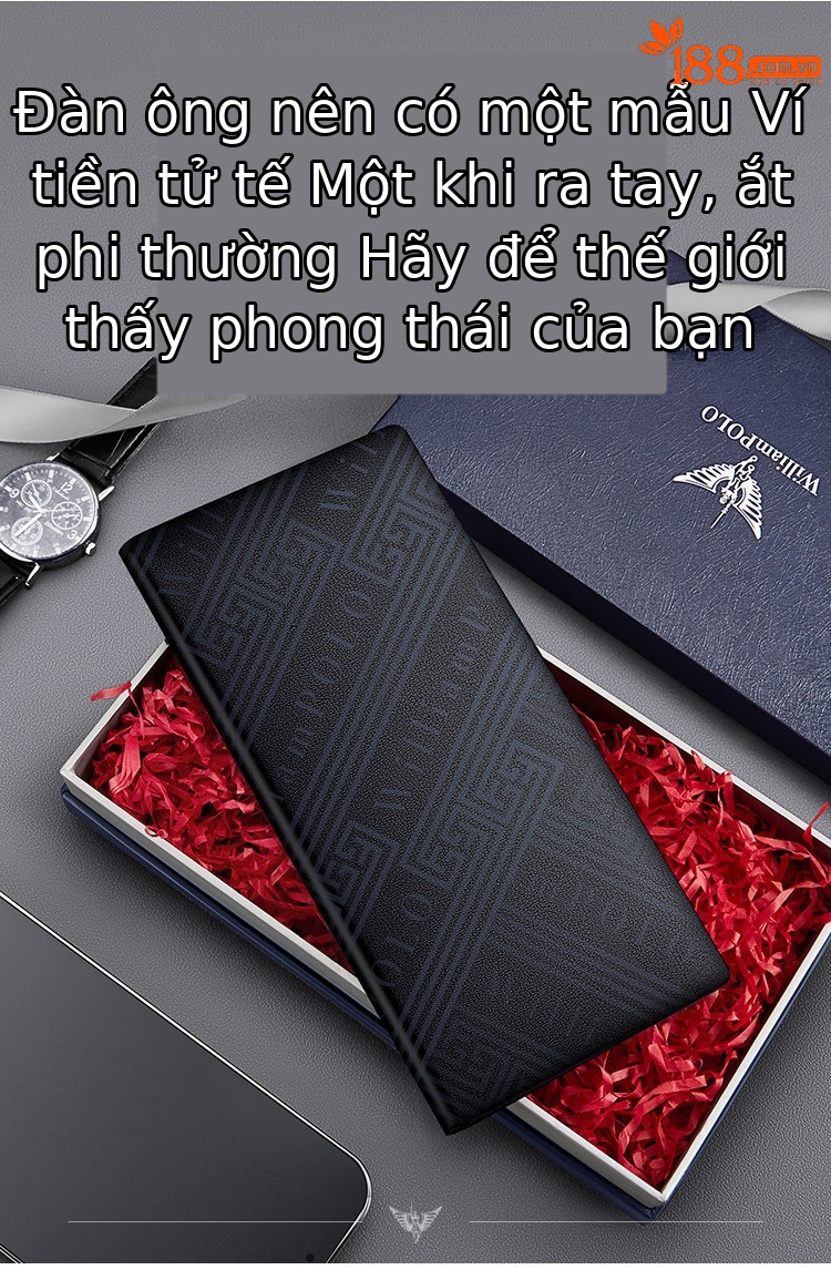 Ví nam dài nhiều khe thẻ Emperor Paul phong cách công sở đơn giản chi tiết 2