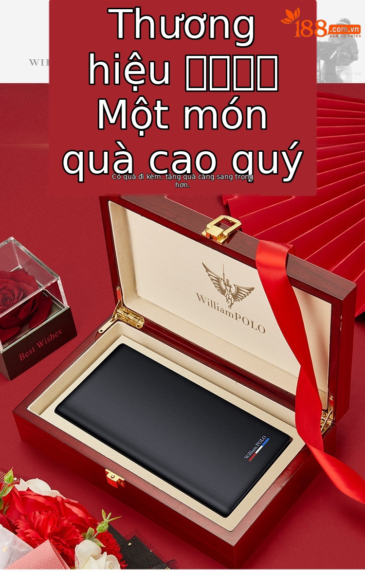 Ví nam da bò cao cấp Emperor Paul nhiều ngăn thẻ dáng dài chi tiết 1