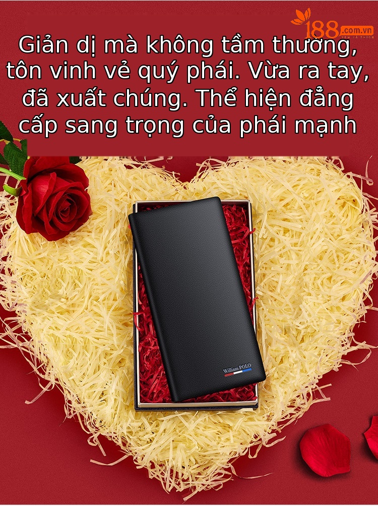 Ví nam da bò cao cấp Emperor Paul nhiều ngăn thẻ dáng dài chi tiết 4