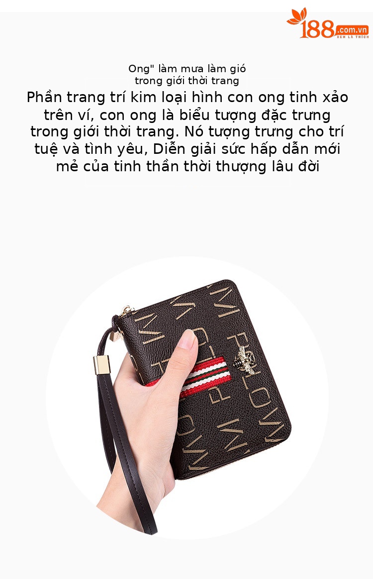 Ví cầm tay nữ nhiều khe thẻ PVC khóa kéo Emperor Paul chi tiết 4