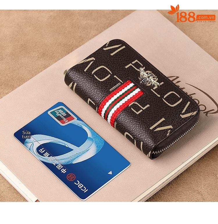 Ví cầm tay nữ nhiều khe thẻ PVC khóa kéo Emperor Paul chi tiết 14