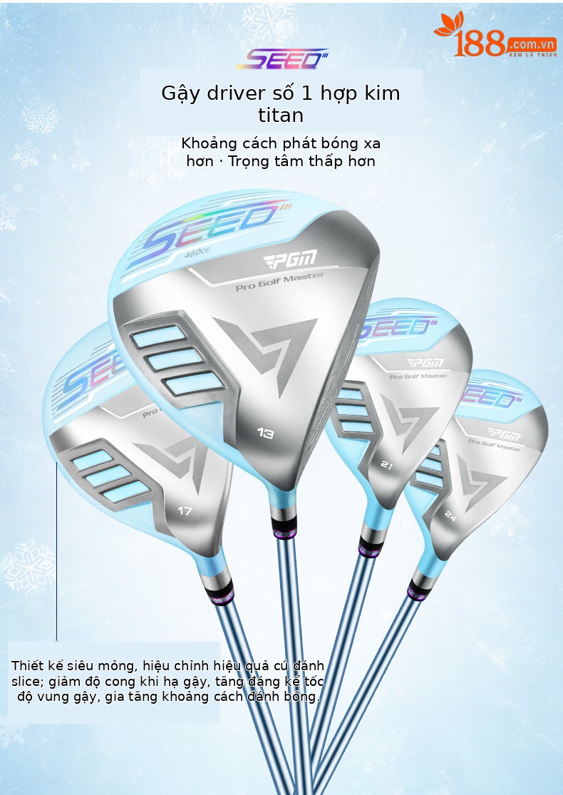 Bộ gậy golf thiếu niên PGM chứng nhận R&A USGA dành cho bé gái – hợp kim titan — 14 thanh carbon cao 168-175cm, 14 thanh carbon cao 160-168cm, 14 thanh carbon cao 152-160cm, 14 thanh carbon cao 145-152cm chi tiết 5