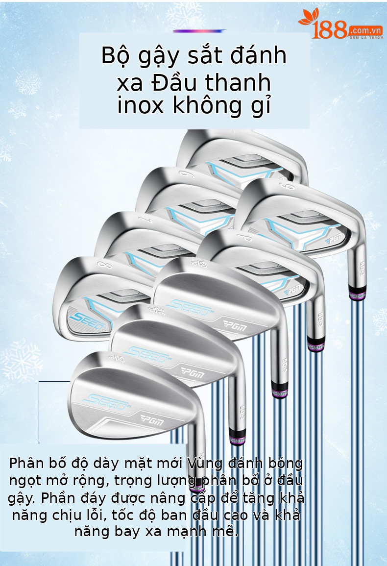 Bộ gậy golf thiếu niên PGM chứng nhận R&A USGA dành cho bé gái – hợp kim titan — 14 thanh carbon cao 168-175cm, 14 thanh carbon cao 160-168cm, 14 thanh carbon cao 152-160cm, 14 thanh carbon cao 145-152cm chi tiết 8