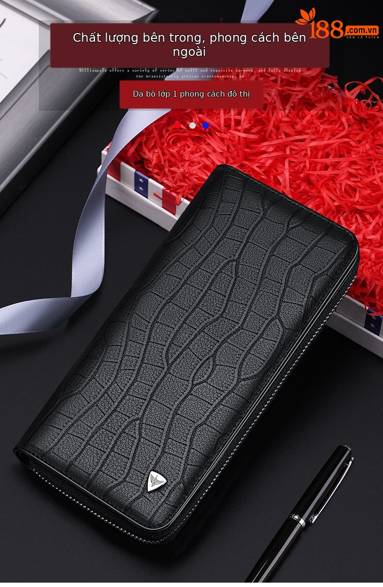 Ví card holder da bò cao cấp Emperor Paul nhiều ngăn dung tích lớn chi tiết 2
