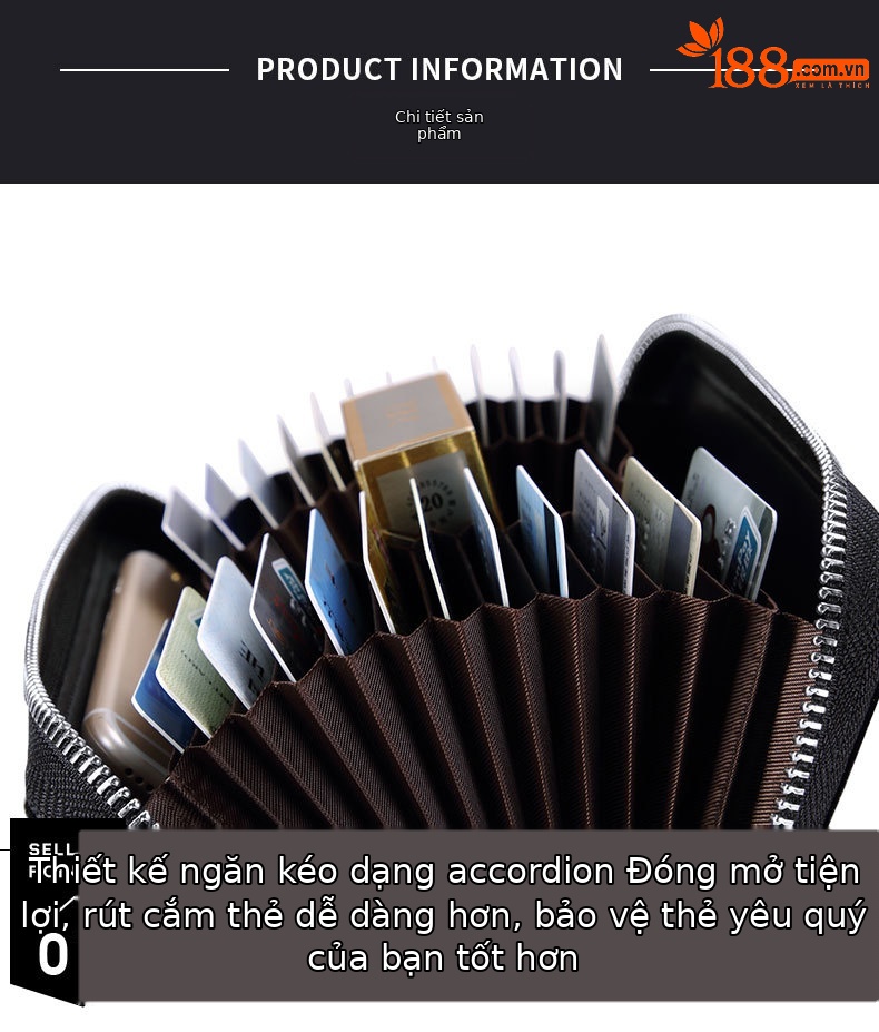 Ví card holder da bò cao cấp Emperor Paul nhiều ngăn dung tích lớn chi tiết 7