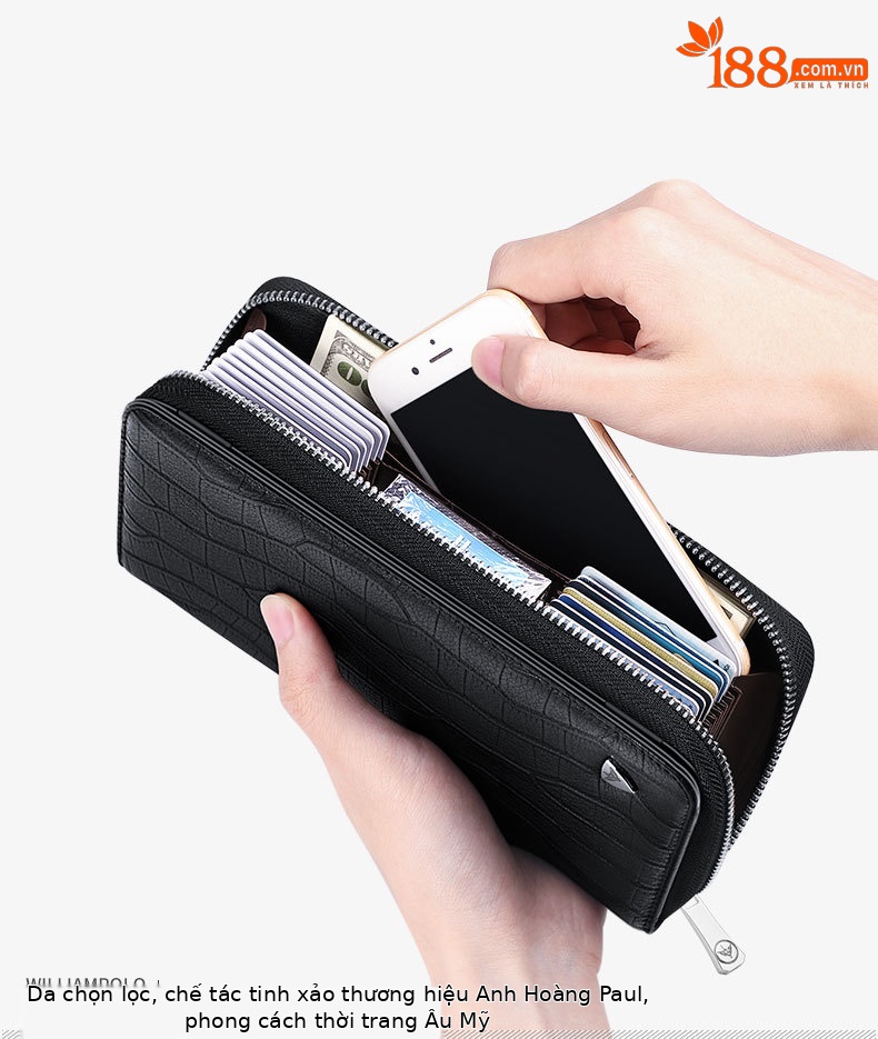 Ví card holder da bò cao cấp Emperor Paul nhiều ngăn dung tích lớn chi tiết 12