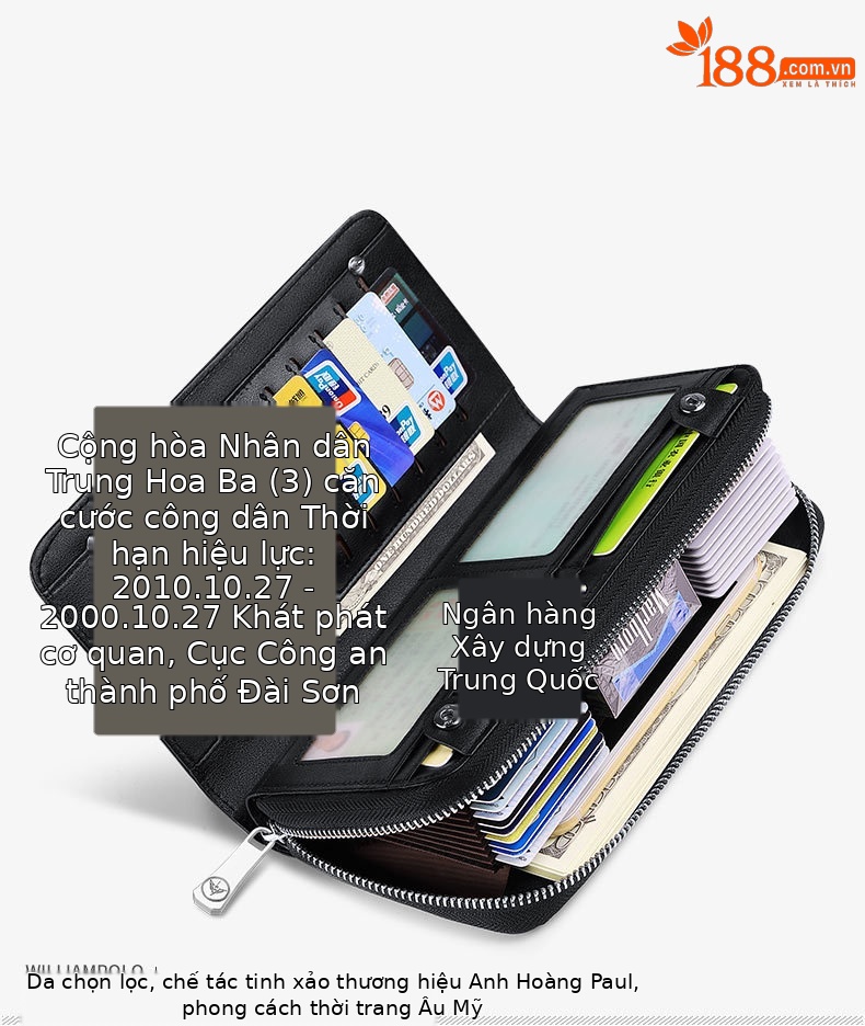 Ví card holder da bò cao cấp Emperor Paul nhiều ngăn dung tích lớn chi tiết 13