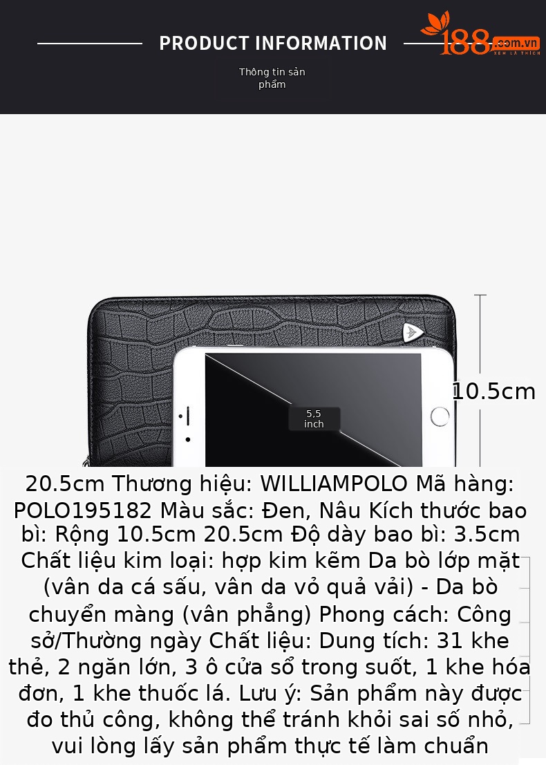 Ví card holder da bò cao cấp Emperor Paul nhiều ngăn dung tích lớn chi tiết 5