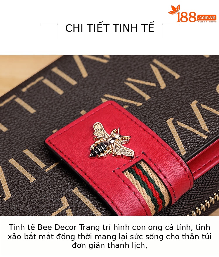 Ví cầm tay nữ khóa kéo nhiều ngăn thẻ phong cách đơn giản Emperor Paul chi tiết 14
