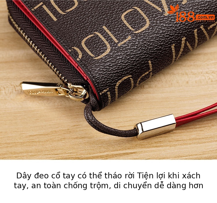 Ví cầm tay nữ khóa kéo nhiều ngăn thẻ phong cách đơn giản Emperor Paul chi tiết 17