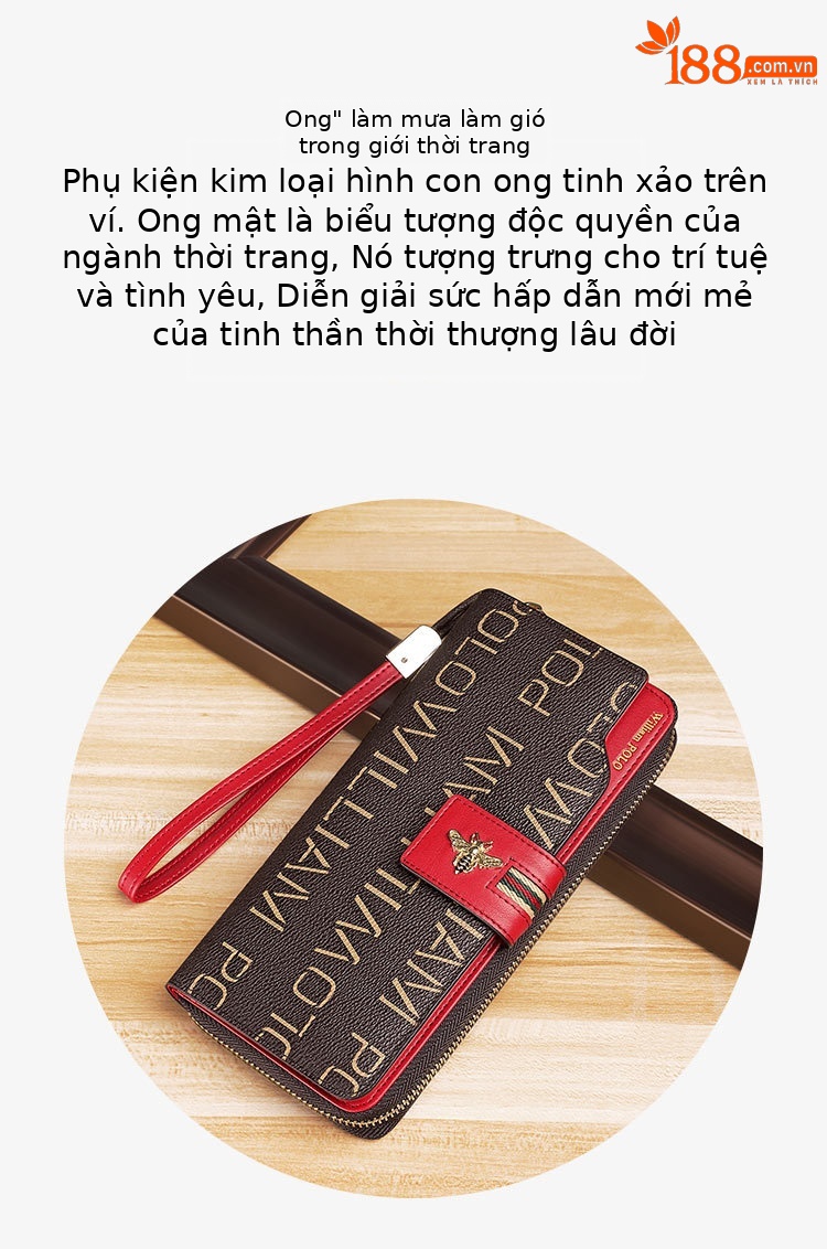 Ví cầm tay nữ khóa kéo nhiều ngăn thẻ phong cách đơn giản Emperor Paul chi tiết 2