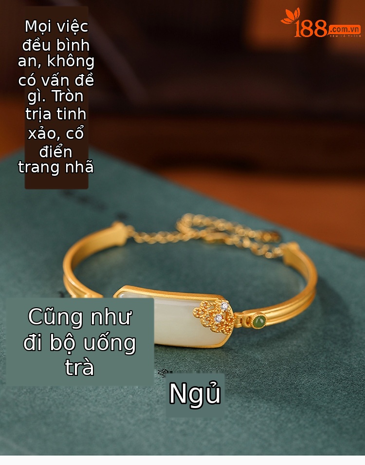 Vòng tay nữ bạc S925 mạ vàng đính ngọc bích jasper phong cách Trung Quốc — Một chiếc chi tiết 2