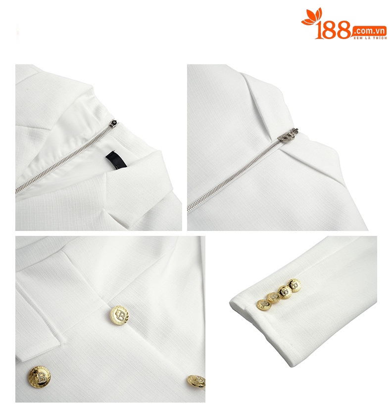 Đầm blazer nữ công sở kiểu dáng thời trang Pháp, tay dài, cổ ve — Màu đen chi tiết 2