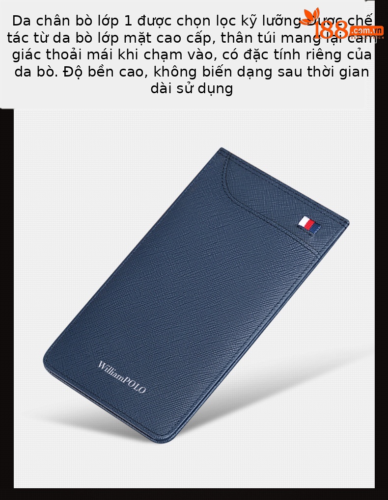 Ví da bò nam nhiều khe thẻ Royal Paul phong cách công sở chi tiết 5
