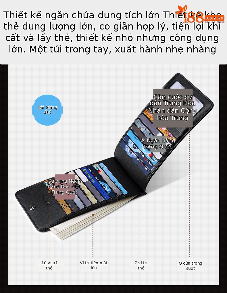 Ví da bò nam nhiều khe thẻ Royal Paul phong cách công sở chi tiết 6