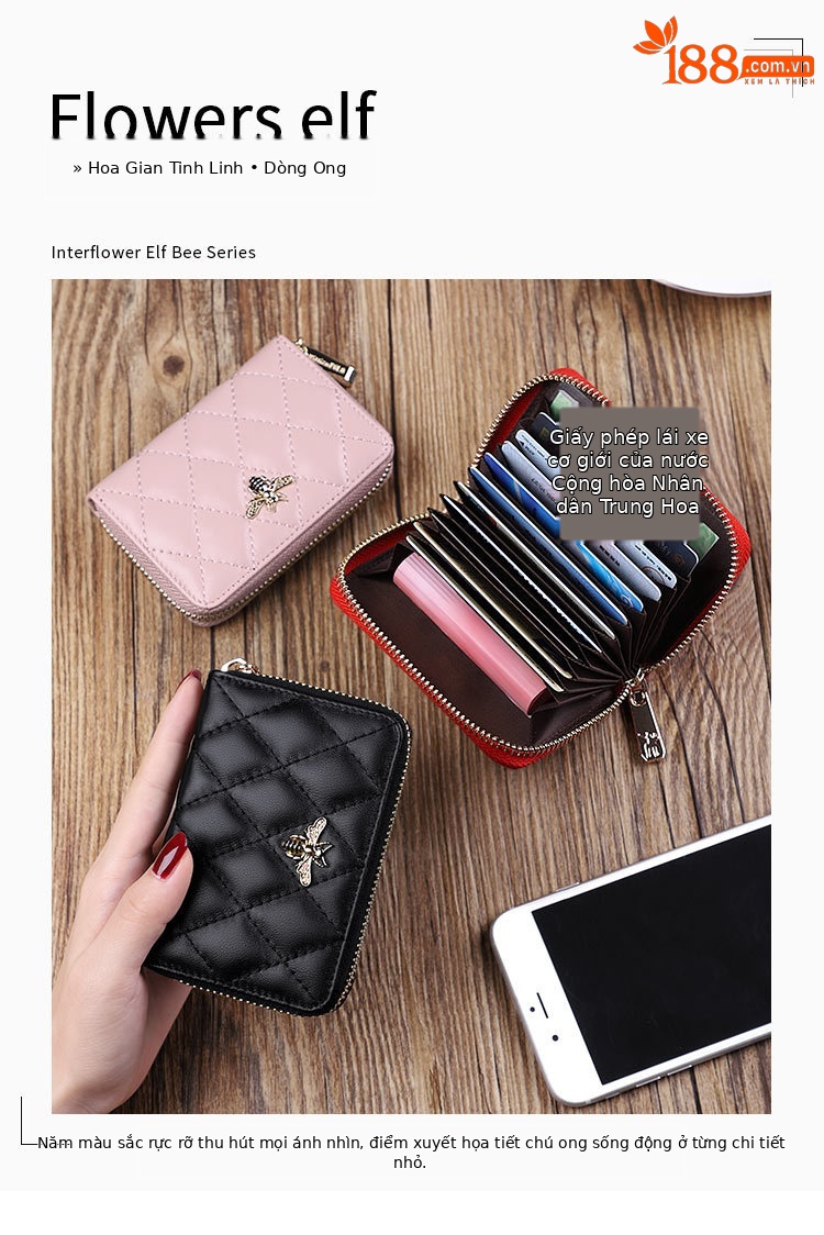 Ví mini nữ nhiều ngăn khóa kéo Emperor Paul phong cách casual chi tiết 1