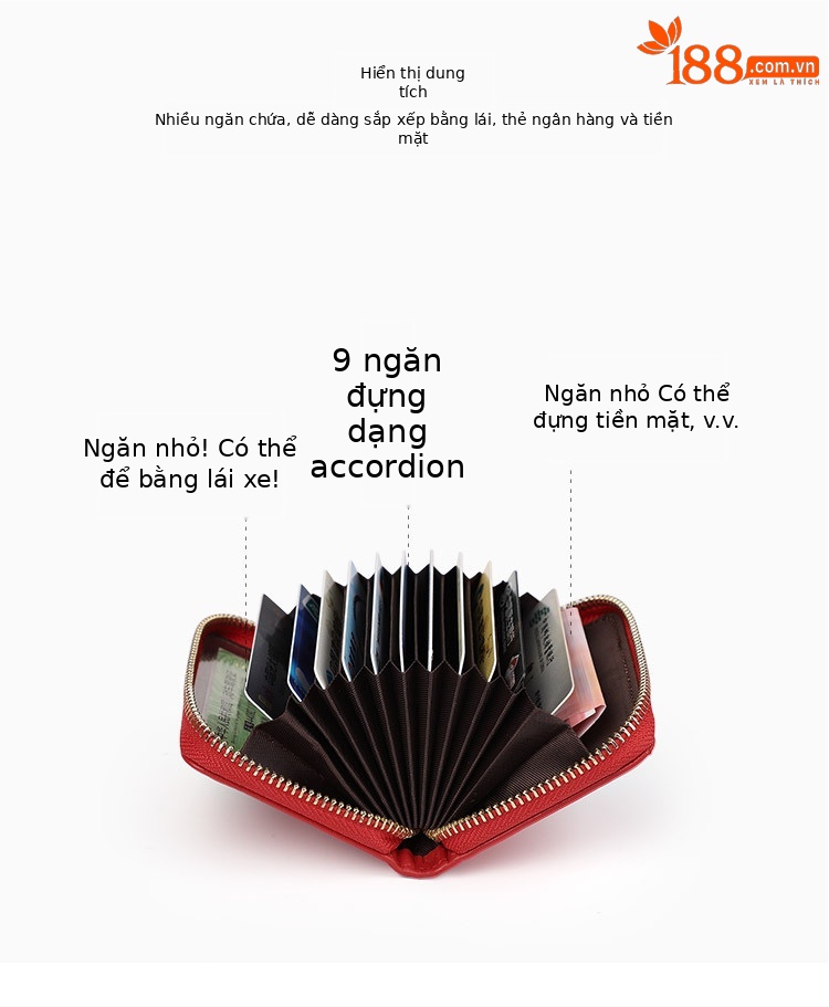 Ví mini nữ nhiều ngăn khóa kéo Emperor Paul phong cách casual chi tiết 7
