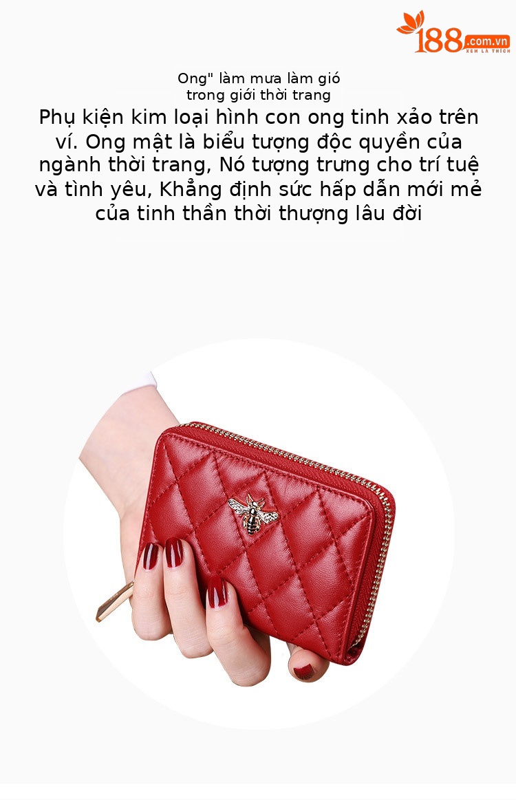 Ví mini nữ nhiều ngăn khóa kéo Emperor Paul phong cách casual chi tiết 2