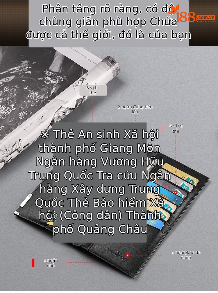 Ví da nam dài nhiều ngăn thẻ mỏng nhẹ cao cấp chi tiết 6