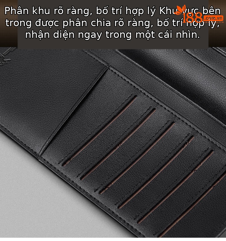 Ví da nam dài nhiều ngăn thẻ mỏng nhẹ cao cấp chi tiết 9