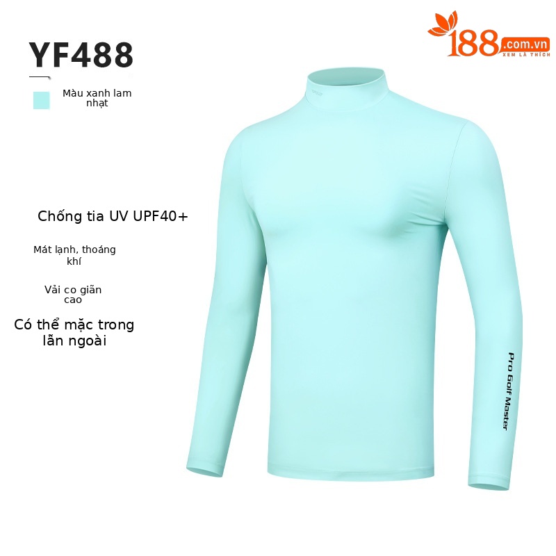 Áo chống nắng nam dài tay PGM chất liệu lụa băng thoáng khí co giãn cao — YF488-Màu xanh nhạt, YF488-Đen, YF488-màu trắng, YF488-màu xám
