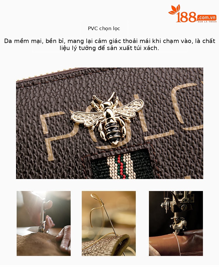 Ví đựng thẻ nữ Emperor Paul nhiều ngăn khóa kéo PVC thời trang chi tiết 5