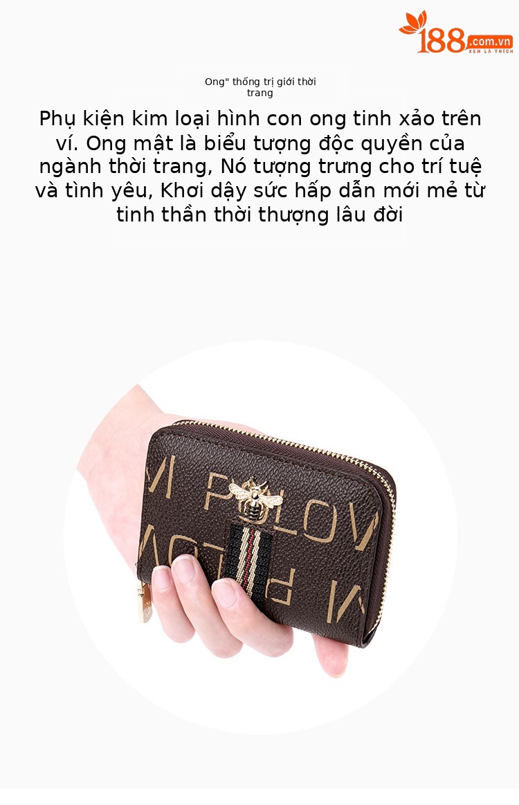 Ví đựng thẻ nữ Emperor Paul nhiều ngăn khóa kéo PVC thời trang chi tiết 2