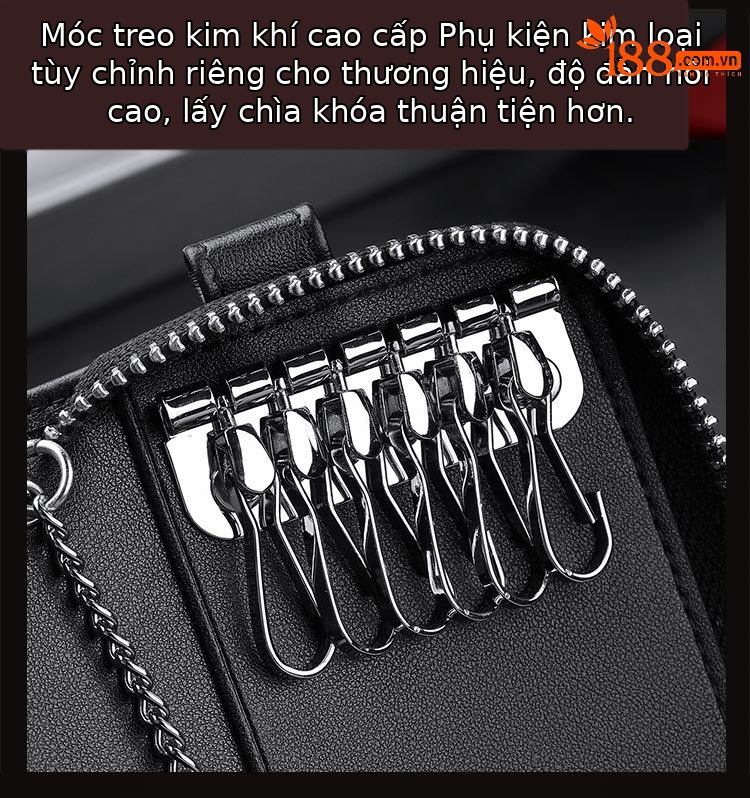 Ví đựng chìa khóa nam da bò Emperor Paul dây kéo phong cách công sở chi tiết 6