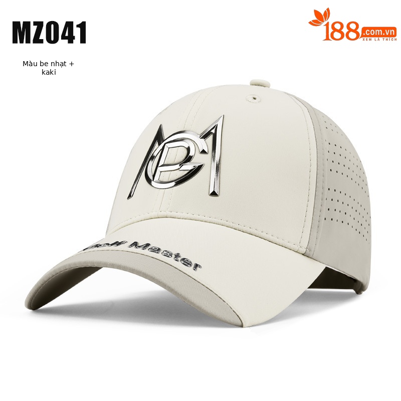 Mũ golf nam PGM chống nắng thoáng khí hút ẩm vành dài 7,3 cm — Mz041-mơ nhạt + kaki, MZ041-Đen + Xám đậm, Mz041-xanh ngọc + Xanh navy