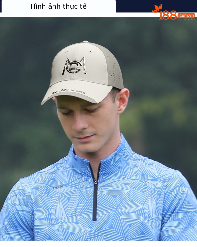 Mũ golf nam PGM chống nắng thoáng khí hút ẩm vành dài 7,3 cm — Mz041-mơ nhạt + kaki, MZ041-Đen + Xám đậm, Mz041-xanh ngọc + Xanh navy chi tiết 7