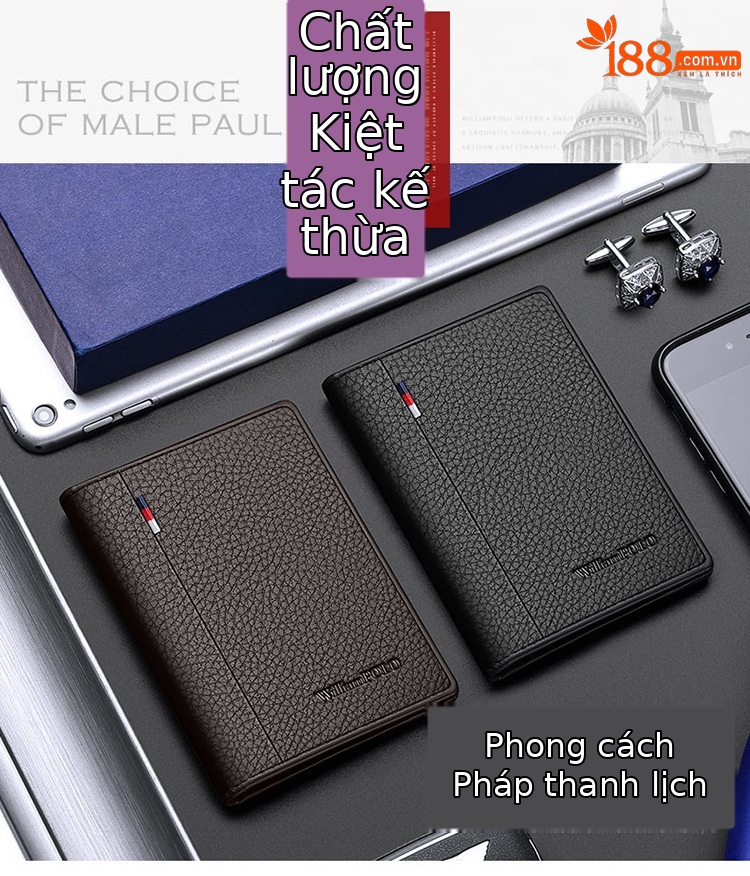 Ví card holder nam da bò Emperor Paul – thẻ đựng thẻ da bò cao cấp chi tiết 1