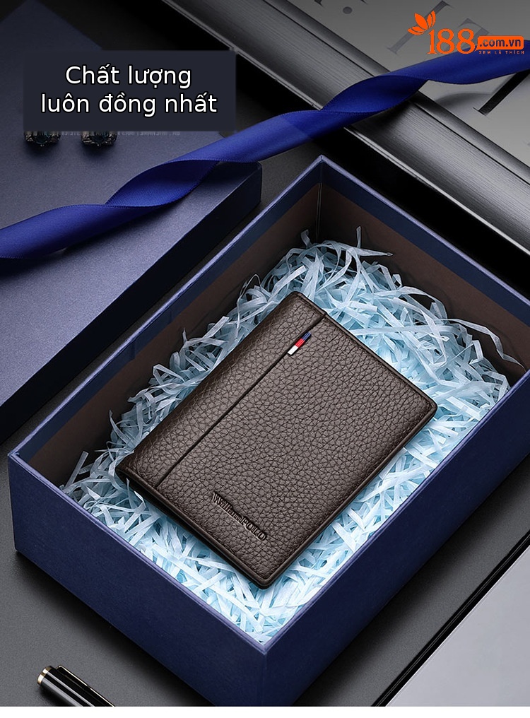 Ví card holder nam da bò Emperor Paul – thẻ đựng thẻ da bò cao cấp chi tiết 2