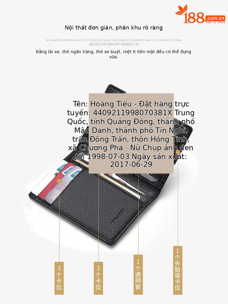 Ví card holder nam da bò Emperor Paul – thẻ đựng thẻ da bò cao cấp chi tiết 7