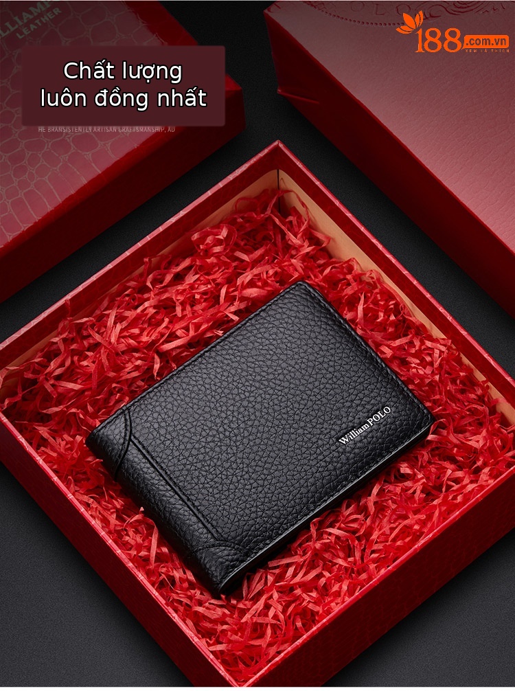 Ví da bò nam cao cấp nhiều ngăn thẻ phong cách đơn giản chi tiết 2