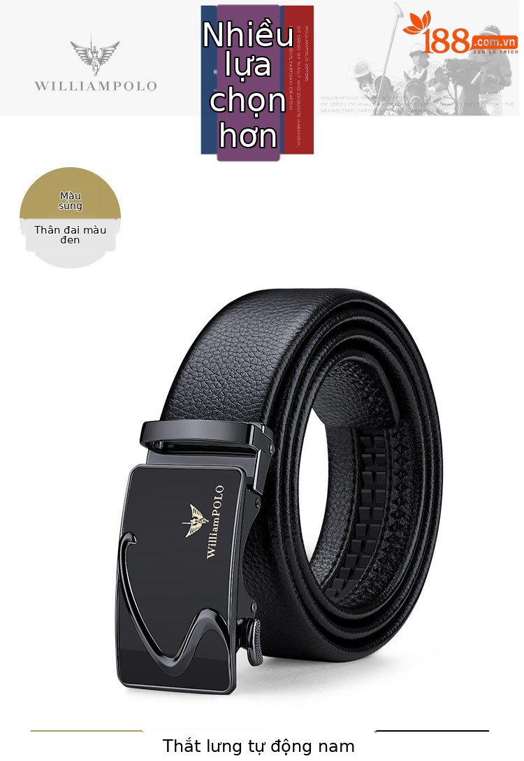 Thắt lưng da nam Emperor Paul mặt gương cao cấp phong cách thời trang công sở — 120cm, 130cm, 110cm, 125cm chi tiết 11