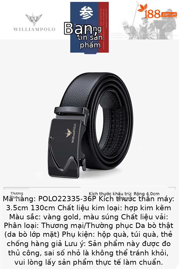 Thắt lưng da nam Emperor Paul mặt gương cao cấp phong cách thời trang công sở — 120cm, 130cm, 110cm, 125cm chi tiết 10