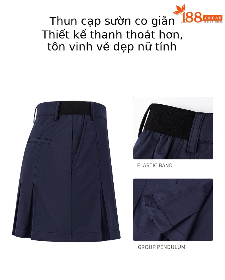 Váy xếp ly golf nữ co giãn thắt lưng mùa hè thu — Qz081-màu xanh nhạt, Qz081-màu Trắng, Qz081-màu xanh hải quân chi tiết 4