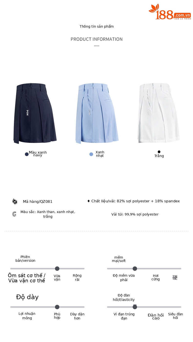 Váy xếp ly golf nữ co giãn thắt lưng mùa hè thu — Qz081-màu xanh nhạt, Qz081-màu Trắng, Qz081-màu xanh hải quân chi tiết 5