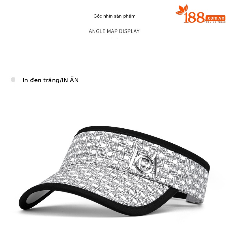 Mũ golf không đỉnh PGM chống nắng nam thoáng khí hút ẩm — MZ045-Đen Trắng, MZ045-màu xám đen, MZ045-in màu đen trắng, Mz040-trắng Đen chi tiết 9