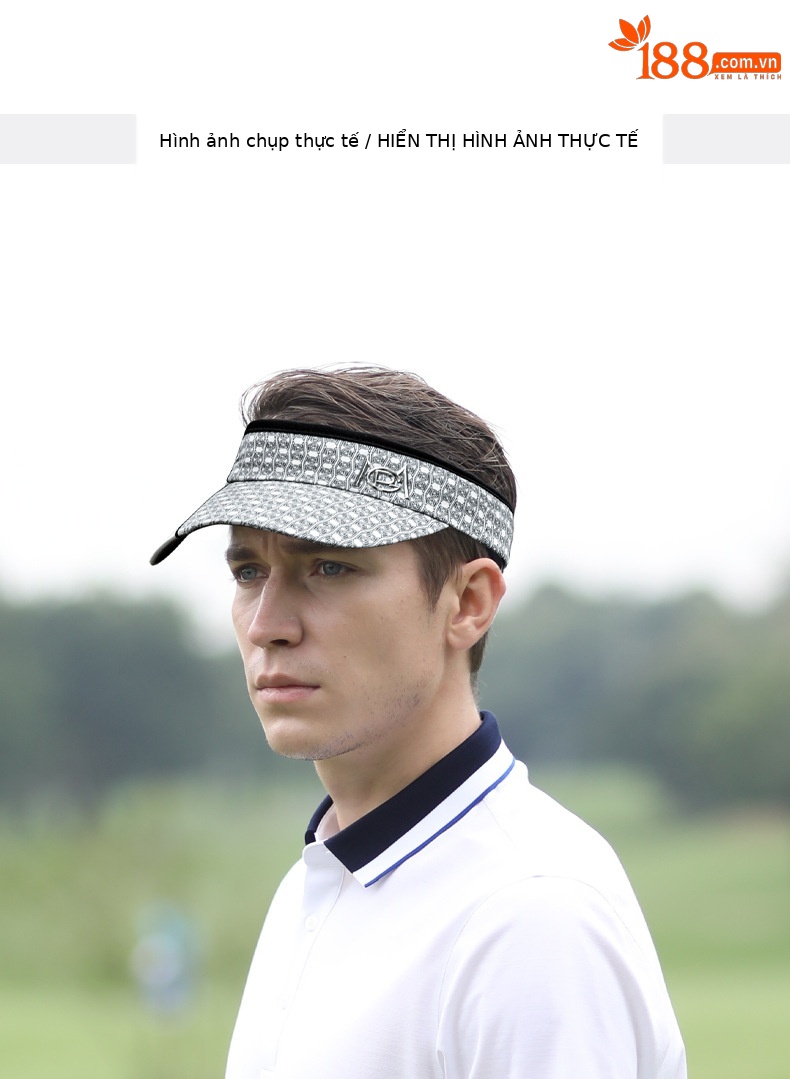Mũ golf không đỉnh PGM chống nắng nam thoáng khí hút ẩm — MZ045-Đen Trắng, MZ045-màu xám đen, MZ045-in màu đen trắng, Mz040-trắng Đen chi tiết 26