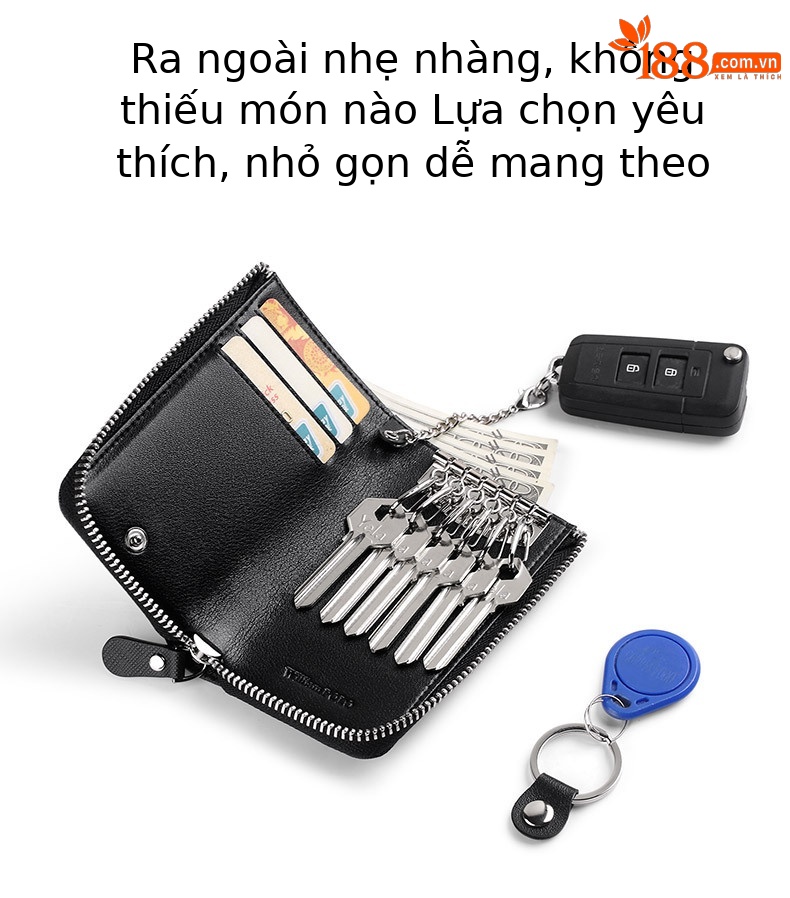 Túi đựng chìa khóa nam da bò cao cấp dây kéo phong cách thời trang chi tiết 5