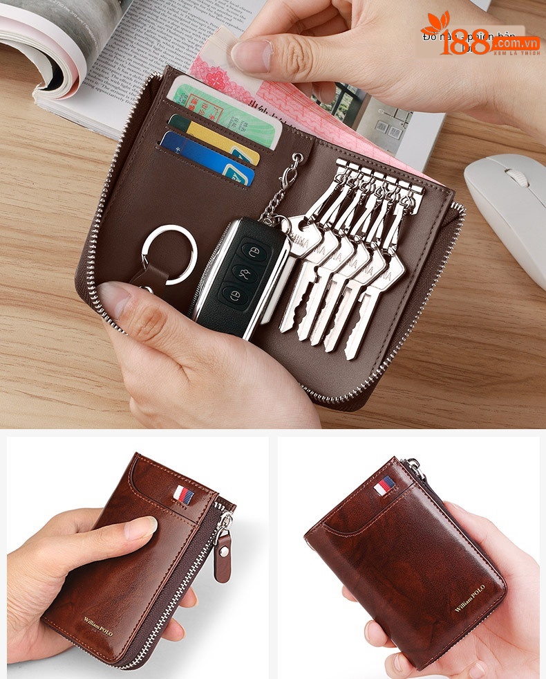 Túi đựng chìa khóa nam da bò cao cấp dây kéo phong cách thời trang chi tiết 15