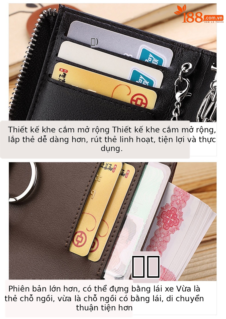 Túi đựng chìa khóa nam da bò cao cấp dây kéo phong cách thời trang chi tiết 11