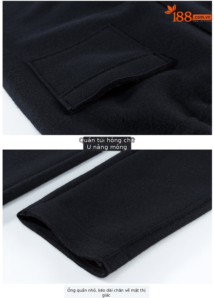 Quần culottes nữ ống rộng cạp cao dáng suông chất len mềm mại — Màu đen chi tiết 35