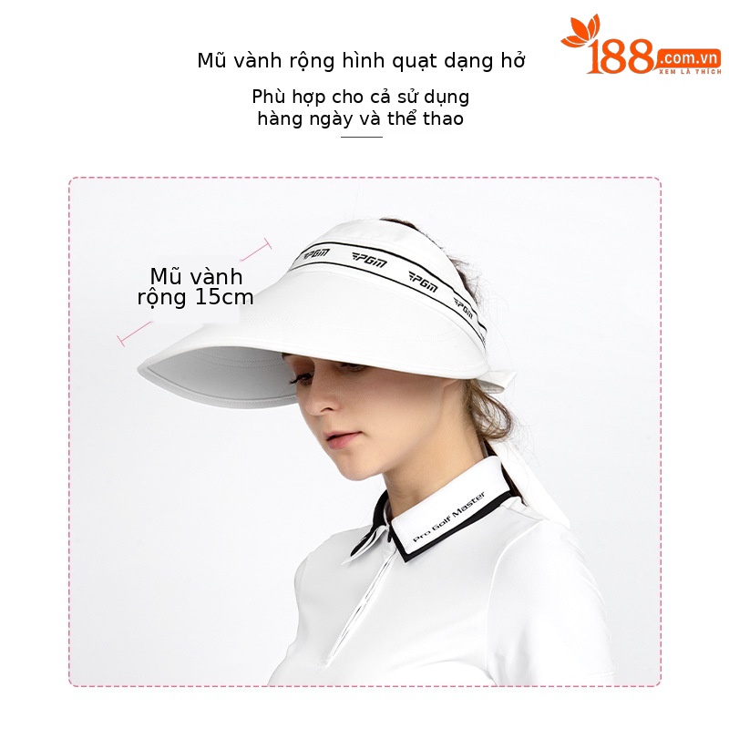 Mũ chống nắng nữ PGM vành rộng 15,8 cm buộc nơ — MZ047-màu xanh nước biển, MZ047-màu trắng, MZ047-màu hồng