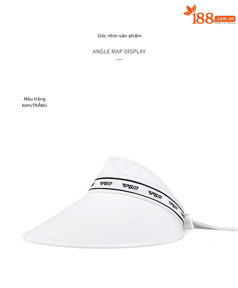 Mũ chống nắng nữ PGM vành rộng 15,8 cm buộc nơ — MZ047-màu xanh nước biển, MZ047-màu trắng, MZ047-màu hồng chi tiết 9