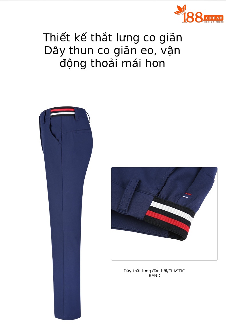 Quần dài golf thể thao bé gái co giãn thắt lưng chống gió — KUZ142-màu trắng, KUZ142-màu xanh hải quân, KUZ142-màu đỏ chi tiết 3