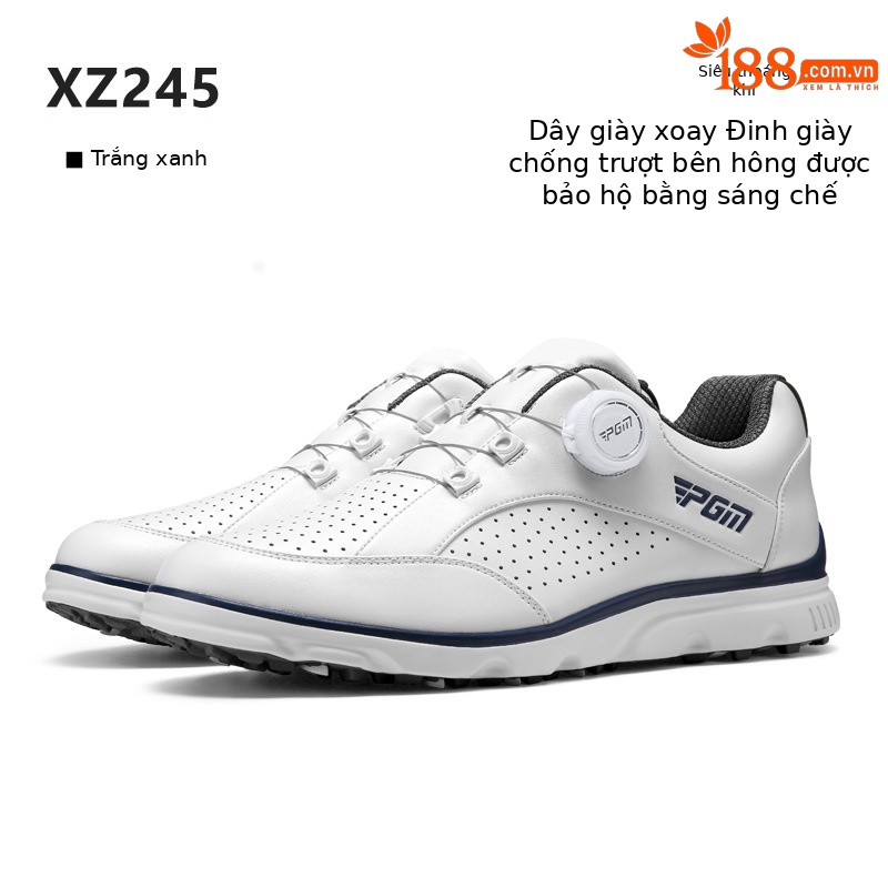 Giày golf PGM dây núm, đế mềm, đinh chống trượt, thoáng khí — XZ245-màu xanh trắng, XZ245-Trắng Xám